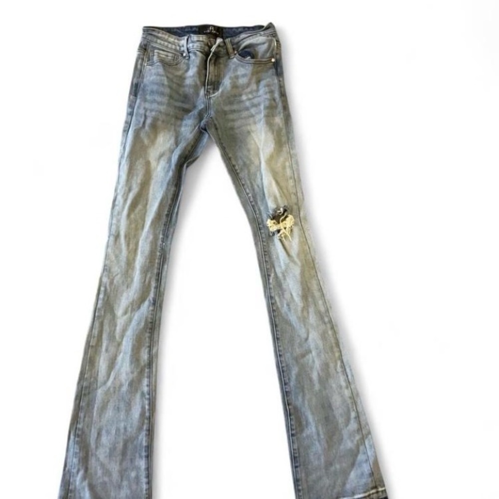 Classic Light‎ Blue Pure Reign Stacked Men's Straight Jeans